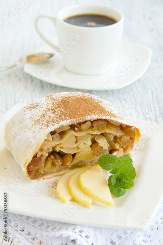 Photo: Viennese strudel with vanilla sauce. Viennese strudel with vanilla sauce.
