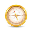 Golden compasson a white background.