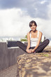 Young woman resting after exercising