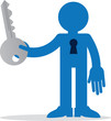 Figure holding key with keyhole through chest