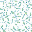 Seamless Floral Pattern with Swirly Garlands of Leaves