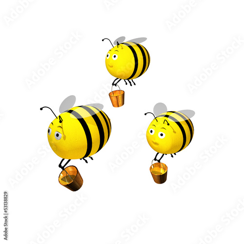 Illustration: 3d rendered Bees team 3d rendered Bees team