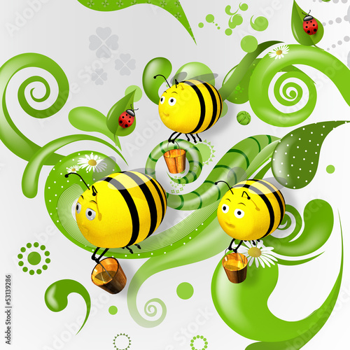 Illustration: 3d rendered Bees team 3d rendered Bees team