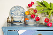 Lavender colored cabinet with antique