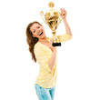 Frau mit Goldpokal