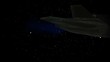 space ship flying through space