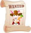 A poster of a wanted bunny