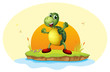 Vector: A turtle in a small island A turtle in a small island