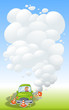Vector: A green car in an accident with smoke A green car in an accident with smoke