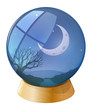 Vector: A crystal ball with a moon A crystal ball with a moon