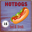 Tasty fresh delicious hotdogs poster.Vector illustration