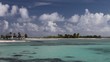 Blue lagoon with islands. Polynesia.