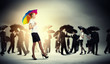 Businesswoman with umbrella