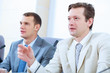 Two businesspeople at meeting