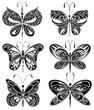 Set of silhouettes of butterflies
