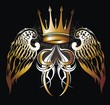 Heraldic illustration  with crown  and wings