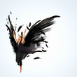 Photo: Woman floating on dark wings Woman floating on dark wings