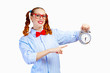 Teenager girl with alarm clock