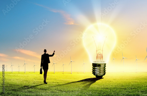 Photo: Business woman and ecology issue Business woman and ecology issue