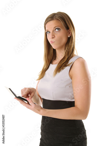 Photo: Frau mit Taschenrechner Frau mit Taschenrechner