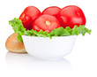 Photo: Fresh juicy red tomatoes with lettuce in Bowl and Sandwich bun i Fresh juicy red tomatoes with lettuce in Bowl and Sandwich bun i