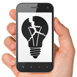 Illustration: Finance concept: Light Bulb on smartphone Finance concept: Light Bulb on smartphone