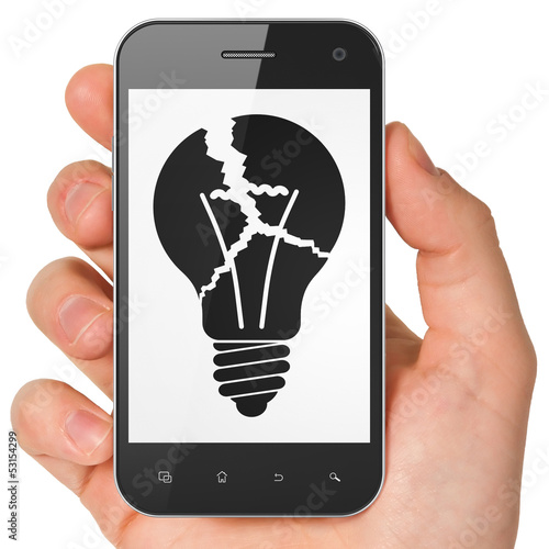 Illustration: Finance concept: Light Bulb on smartphone Finance concept: Light Bulb on smartphone
