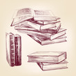 books set hand drawn vector llustration realistic sketch