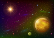 Vektor: Space background with planet and sun Space background with planet and sun