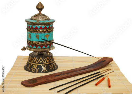 Photo: Oriental incense and Buddhist Stupka Oriental incense and Buddhist Stupka