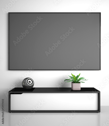 Illustration: Part of modern interior with TV Part of modern interior with TV