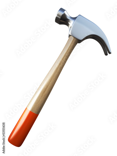 Illustration: hammer on white background 3d Rendering hammer on white background 3d Rendering