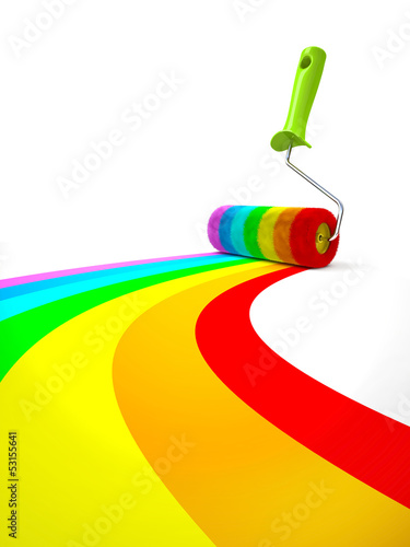 Illustration: Rainbow paint roller isolated on white background Rainbow paint roller isolated on white background