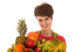 Pretty woman with fresh fruit