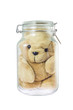Teddy bear in a glass jar