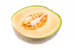 Photo: Halbe Melone liegend auf weißem Hintergrund Halbe Melone liegend auf weißem Hintergrund