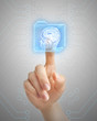 Photo: Hand pushing MRI button Hand pushing MRI button