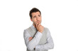 Man with hand on chin looking sceptical