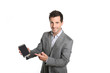 Foto: Businessman presenting application on smartphone Businessman presenting application on smartphone