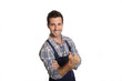 Cheerful craftsman showing thumb up