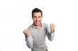 Portrait of successful man showing satisfaction