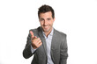 Cheerful businessman doing business presentation