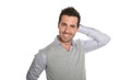 Handsome guy with arms behind head