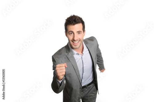 Photo: Businessman in a hurry, isolated Businessman in a hurry, isolated