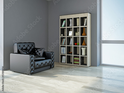 Illustration: Armchair and shelf Armchair and shelf