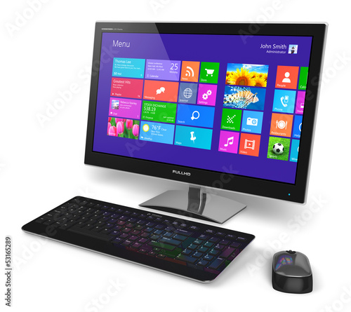 Illustration: Desktop computer with touchscreen interface Desktop computer with touchscreen interface