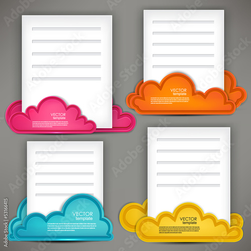 Vector: Empty paper sheet with colorful speech bubbles Empty paper sheet with colorful speech bubbles