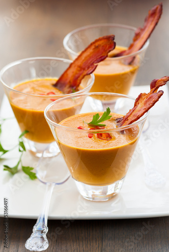 Photo: pumpkin soup in glasses pumpkin soup in glasses