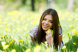 Woman with apple outdoors