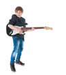 Handsome boy with electric guitar